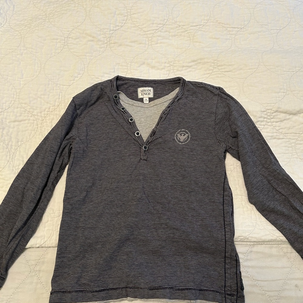 Armani Junior Charcoal Long Sleeve Tee